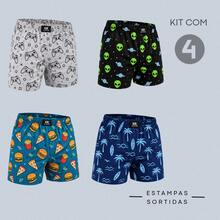 Kit 4 Samba Canção Masculina Confortável Short de Dormir Pijama Leve e Macio para Dia a Dia - Multicolorido - Visão 12