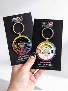 Color Wheel© Black/Gold Or White/GoldInteractive Keychain ORIGINAL, Moving JewelryAccessory, Creative Artist Gift, Art InteractiveSpinner - Multicolor - View 2