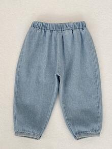 Baby Jeans Pants, Cute Unisex Baby Girl Denim Trousers, Versatile Casual Long Pants, Fashion Carrot Pants, Suitable For Spring And Autumn - Light Wash - View 5
