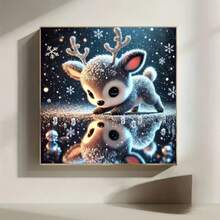 1PC DIY 5D Diamond Painting Kit Christmas Deer Pattern - Round Full Drill Art Mosaic Craft, Home Wall Decor, Unframed - No Frame - View 3