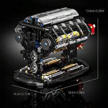 502 Pieces Classic Mini Mechanical V8 Engine Model (No Battery) Static Model Building Toy, Plastic Building Blocks, Model Car, Racing Car Accessory Device, Model Display Decoration - Multicolor - View 4