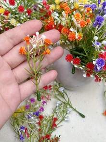 40/20/5pcs Mini Artificial Flower Decorations, Suitable For Christmas, Wedding, Birthday Party, Model House And Miniature Landscape Display; Also Can Be Used For Decorating Balcony, Patio And Outdoor Yard (Random Color And Style) - Multicolor - View 10