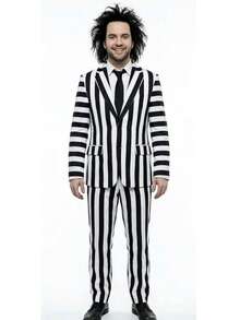 Men Cosplay Clothing - Black and White - View 3