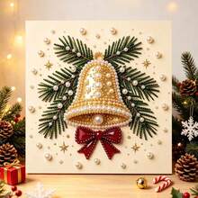 DIY Christmas Bell Pearl And Diamond Painting Set, Including Colorful Round Pearls And Rhinestones, Handmade Pearl And Diamond Art Set For Adults And Beginners, Holiday Gifts - Sets - View 1