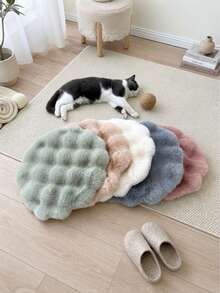 1pc Grey Thickened Pet Sleeping Mat, Winter Pet Blanket, Dog Mat, Cat Mat, Cat Sleeping Mat, Pet Floor Mat, Small Dog Round Dog Mat, Cat Sleeping Mat - Grey - View 2