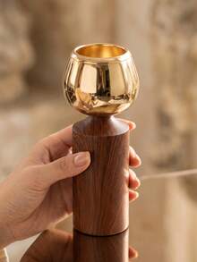 Wood & Gold Metal Candlestick Holder, Retro Table Candle Holder Decor For Wedding, Dining Room, Home Decor,Wood & Gold Metal Candlestick Holder, Retro Table Candle Holder Decor For Wedding, Dining Room, Home Decor. - Fashionable Light Luxury Style - View 17