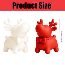 2pcs Christmas Reindeer Figurines - Cute Cartoon Deer Statues With Antlers, Suitable For Bookshelf, Desktop, Mantel Decoration, Plastic Holiday Decor For Christmas Tree, Ideal Gift - Multicolor - View 2