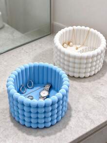 Bubble Column Round Jewelry Storage Box, Continuous Rounded Raised Beads Border, Macaron Multicolor Options. Can Store Rings, Necklaces And Other Jewelry Small Items, Cute And Adorable Design, Combines Storage Function And Desktop Decoration Effect. - Multicolor - View 8