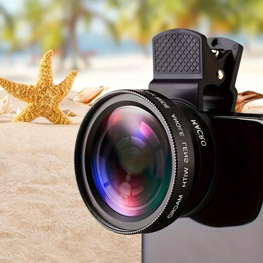 2-In-1 Phone Camera Lens Kit 0 45 Wide Angle Macro Lens 37 Universal Clip Portable Ultra-Light Storage Bag Landscape Portrait Close-Up Photography Accessories - A - View 1