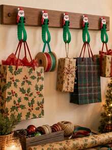 1 Set Reusable Christmas Wreath Hooks And Ties, And Stocking Holder; Reusable Ties Suitable For Stocking Holder, Fireplace, Stairs And Front Door. - Multicolor - View 7