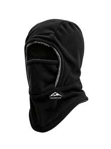1pc Autumn/Winter New Mountain Pattern Print Fleece Lined Balaclava Hat, Unisex Warm Hooded Cap Suitable For Daily Outdoor Cycling Wear - Multicolor - View 2