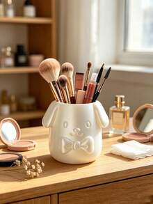 Creative 3D Printed Cartoon Puppy Shaped Pen Holder, Cute Bow Relief Design, Multi-Color Options, Universal Storage Container For Pens And Makeup Brushes, Fun Artistic Desktop Decor For Study And Vanity - Multicolor - View 9