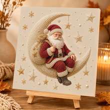 DIY Santa Claus Pearl And Diamond Painting Set, Including Colorful Round Pearls And Rhinestones, Handmade Pearl And Diamond Art Set For Adults And Beginners, Holiday Gift - Sets - View 2