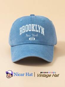 1pc Saudi Arabia Pattern Printed Vintage Washed Men's Baseball Cap With 'BROOKLYN 1898 NEW YORK', Lightweight Comfortable Adjustable Multi-Functional Baseball Cap, Unisex Trucker Hat Suitable For Daily Outings, Outfits, Holiday Parties And More - A - View 7