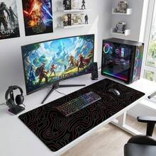 Black & White Line Pattern Extra Large Mouse Pad, Gaming Desk Mat, Large Keyboard Pad, Washable, Rubber Non-Slip Bottom, Gift Mouse Pad, Desktop Protector, Study Desk Mat, Multiple Sizes Available, Computer Keyboard Pad, Laptop Pad - View 8