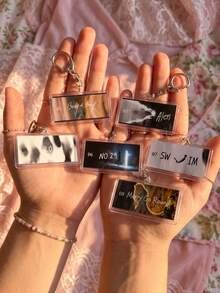 1Pc/9Pcs Bangtang K-Pop Album Song Themed Rectangular Acrylic Keychains, Featuring "Body To Body", "Alien", "2.0", "NO.29.", "SWIM", "Merry Go Round", "NORMAL" And "Like Animals" Designs, Fashionable Bag Charms - Multicolor - View 3