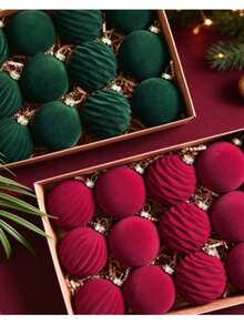 1pc Christmas Flocked Ball Set, Christmas Tree Hanging Ornament, Holiday Home Window Party Decoration - Multicolor - View 2
