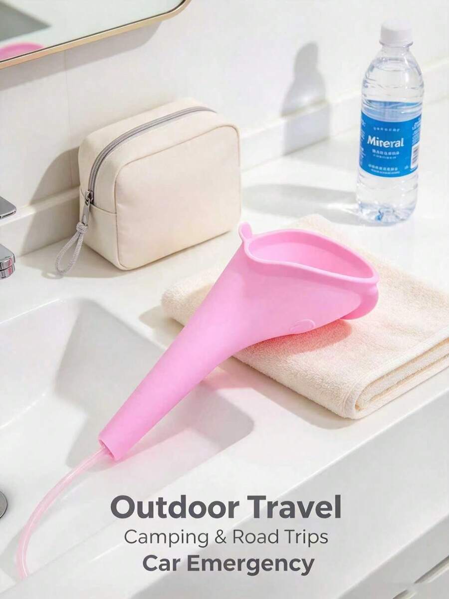 2pcs, 1 Urinal + 1 Box, Portable Silicone Female Urination Funnel With Compact Foldable Design And Carrying Case - Reusable Standing Urination Device For Women, Suitable For Travel, Camping, Hiking, Hygiene And Cleaning Accessory - Multicolor - View 1