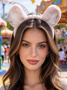 1pc Cute Plush Tiger Stripe Animal Ear Headband, Soft Fuzzy Headband, Women's Theme Park Photo Prop, Halloween Cosplay Party Hair Accessory - Multicolor - View 4