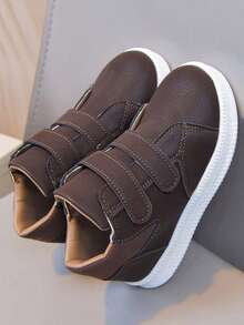 Vintage ' High-Top Sneakers With Double Hook-And-Loop Closure, Easy On/Off, Unisex Casual Shoes, Non-Slip Thick Sole - Brown - View 3