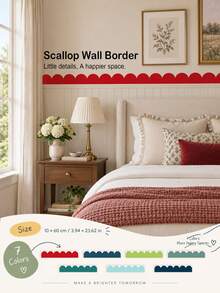 SUPSTICKER 1PC Scallop Wall Border Peel And Stick Wall Decal Self Adhesive Decorative Trim Sticker For Living Room Bedroom Home Decor - 1PC - View 1