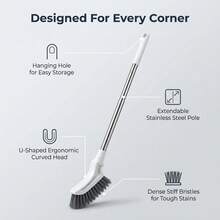 Telescopic Gap Cleaning Brush, Extendable Long Handle Narrow Crevice Brush, Household Magic Cleaning Brush For Window Tracks, Floor Gaps, Bathroom Tile, Toilet Corner Deep Cleaning - White Telescopic Version - View 4