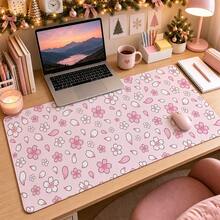 1pc Pink Cherry Blossom Mouse Pad, Sakura Flowers And Falling Petals Pattern Extended Desk Mat For Home Office And Gaming, Sizes S/M/L/XL - View 8