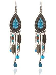 2pcs Bohemian Feather Tassel Earrings, With A Lively , Suitable For Island Vacations, Music Festivals, And Beach Gatherings - Multicolor - View 10