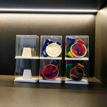 6PCS Commemorative Medal Badge Storage Box, Medal Honor Display Rack, Sports Achievement Inspirational Decoration, Perfect Gift For Sports Fans Friends. - White - View 6