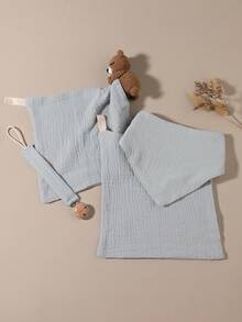 1 Set Rantai Empeng Warna Polos Lembut, Kain Nyaman, Celemek, Kain Lap Air Liur, Sapu Tangan, Desain Beruang, Hadiah untuk Bayi Laki-laki dan Perempuan, Hadiah Liburan - MultiWarna - View 13