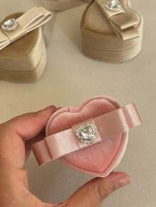 復古愛心迷你戒指盒 單顆鑽戒盒 求婚戒指盒 婚禮儀式緞帶項鍊盒 珠寶道具盒 - 彩色 - 查看 9