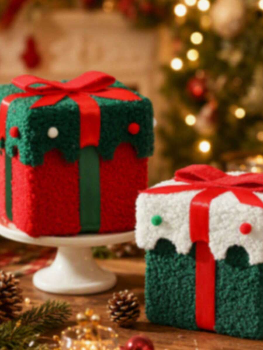 1pc Premium Thick Velvet Christmas Apple Gift Box, Highly Attractive Holiday Candy Storage Empty Box, Christmas Gift Packaging Box - Multicolor - View 1