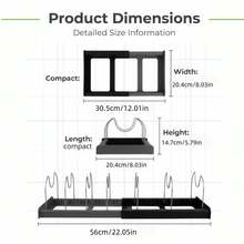 JPEK Adjustable Pot Lid Organizer, Suitable For Cabinets, Drawers And Countertops, Large Capacity Kitchen Storage Rack Can Hold Up To 10 Items, Sturdy Kitchen Utensil Rack, Create A Tidy Kitchen - Multicolor - View 3