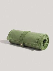 Dedoo Women's Makeup Organizer Bag, Roll-Up Cosmetic Storage Bag, Pure Green Velvet Fabric, Multiple Zippered Compartments, Portable Handle, Minimalist Style, Travel Storage Bag - Green - View 5