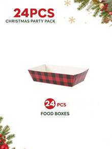 24/48PCS Disposable Paper Party Tableware Set, Red & Black Buffalo Plaid Print, Suitable For Rustic Christmas Party, Cabin Gathering, Winter Camping, Family Celebration, Christmas Eve, New Year Party And Rustic Holiday Table Decor - Multi-color 2 - View 9