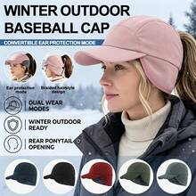 Women's Winter Reflective Fleece Ponytail Cap With Ear Flaps, Baseball Cap, Ponytail Cap, Winter Ski Ear Flaps Knit Warm Windproof Ushanka Hat - Multicolor - View 1