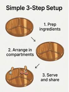 Round Wooden Tray, Multi-Compartment Tray, Cold Food Platter, Cheese Board, Household Item, Home Decor, Kitchen Accessory, Storage Organizer For Coffee Table, Party, Living Room & Bathroom, Christmas, Thanksgiving, Halloween, Housewarming Gift - View 6