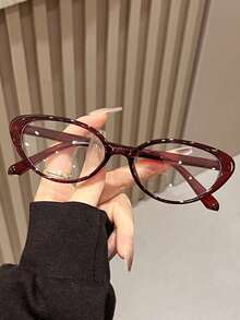 3 Pairs/1 Pair Cat Eye Fashion Design Portable Plastic Frame Transparent Glasses, Women's Style, Suitable For Outdoor, Party, Street Photography, Decoration And Other Occasions. - Transparent - View 4