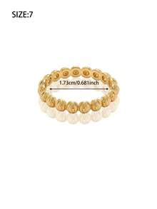 3Pcs 21K Gold Plated Ring Set, Rust-Resistant Gold Alternative Faceted Beaded Ball Stackable Finger Rings Band Jewellery Women - 02 - View 6