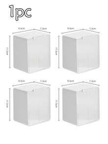 Fashion Striped Plastic Wall-Mounted Cosmetic Storage Box | Flip-Top Cotton Swab Holder - Qtip Storage Can | Suitable For Daily Home Bathroom Room Accessories | Makeup Organization And Storage | Lipstick Stand & Display Box - Home Decor - Multicolor - View 11