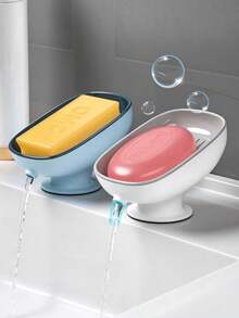 1pc Kitchen Suction Cup Soap Holder, Bathroom No-Drill Soap Dish, Quick Drainage No-Water-Accumulation Soap Rack, Suction Cup Draining Storage Tray, Home Soap Storage Box Bathroom Tray, Bathroom Kitchen Soap Holder, No-Drill Suction Cup Soap Rack, Bathroom Sink Washbasin Storage Tray, Drainage Draining No-Water-Accumulation Soap Dish Soap Holder - Soap Dish - View 2