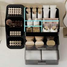 1pc Large Capacity Cosmetic Storage Box, Skincare, Lipstick, Makeup Brush, Face Mask Desktop Organizer, Suitable For Bathroom Countertop, Dorm, Vanity, Bedroom Decor, Back To School Season - Multicolor - View 4