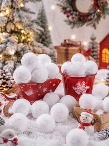 5pcs/Set Realistic Artificial Snow Fight Ball Set - 5cm/2in Durable Polyester Snowballs For Indoor & Outdoor Winter Fun, Christmas Tree Decorations, And Family Toss Games, Perfect For Holiday Celebrations, Christmas Decorations - Artificial Snowball - View 4