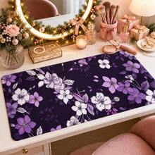1pc Dark Purple Sakura Floral Mouse Pad, Japanese Cherry Blossom And Botanical Pattern Extended Desk Mat For Home Office And Gaming, Sizes S/M/L/XL - View 9