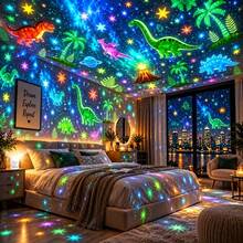 Dinosaur Themed Dynamic Projection Lamp, Dinosaur Forest Elements, USB Plug In, 360° Rotation For Dreamy Light Effects, Soft Light, Applicable To Bedroom, Living Room, Birthday Parties, An Excellent Gift - Dinosaur Dynamic Projection Light - View 3