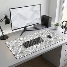 Black & White Map Extra Long Mouse Pad, Gaming Office Home Art Design, Gift For Friends And Family, Rubber Base, PC Laptop Study Desk Mat, Multiple Sizes, Computer Keyboard Pad, Non-Slip Durable Smooth - View 2