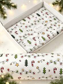 Christmas Lights Pattern Wrapping Paper, Includes Christmas Tree, Candy, Star Patterns - 20 Inches X 14 Inches, Handmade Wrapping Paper, Easy To Protect Items, Suitable For Gift Box Filling, Party Decoration - Christmas Style Design, Durable Packaging, Holiday Wrapping, Holiday Decoration - A - View 1