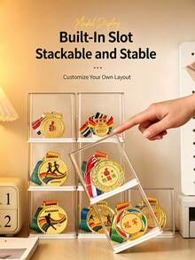 6PCS Commemorative Medal Badge Storage Box, Medal Honor Display Rack, Sports Achievement Inspirational Decoration, Perfect Gift For Sports Fans Friends. - White - View 4
