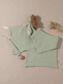 1 Set Rantai Empeng Warna Polos Lembut, Kain Nyaman, Celemek, Kain Lap Air Liur, Sapu Tangan, Desain Beruang, Hadiah untuk Bayi Laki-laki dan Perempuan, Hadiah Liburan - MultiWarna - View 4