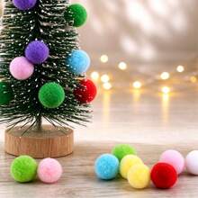 1 Set Mini Snow Point Christmas Tree DIY Kit Decorative Ornament, Colorful Plush Ball Handmade Assembly Desktop Decor, Christmas Home Window Display Decoration (1pc Tree + 20pcs Plush Balls) - A - View 5